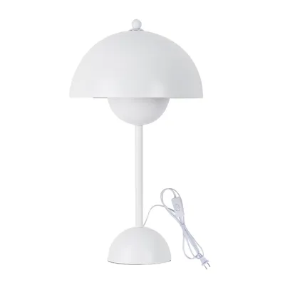 Produktbild von Weiße Tischlampe in Pilzform mit Blumentopf, Metall, 34 cm, E27-Fassung für Schlafzimmer, Wohnzimmer, Kinderzimmer, Arbeitszimmer oder Büro