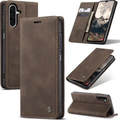Image de Housse pour Samsung Galaxy A17 5G/4G Housse rétro en cuirPolyuréthaneavec fonction de support Housse café