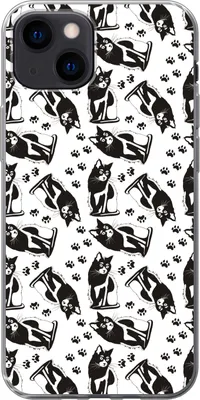 Produktbild von MuchoWow® Handyhülle Schutzhülle Hülle für Telefoonhoesje iPhone 13 mini Muster - Katze - Schwarz - Weiß - Jungen - Mädchen - Kinder - Kind Silikon Softcase Handy Hülle - Softcase