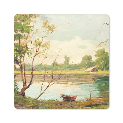 Produktbild von MuchoWow® Mauspad Mousepad Boot - Sommer - Ölfarbe 20x20 cm - Mousepads - Maus Mat - Pad - Mausunterlage - Desk Mat - Bureauartikeln