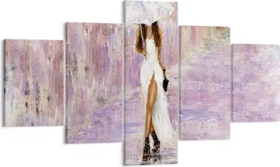 Produktbild von Bild auf Leinwand - Leinwandbild - Frau Regenschirm - 125x70cm - Wand Bild - Wanddeko - Wandbilder - Leinwanddruck - Bilder - Kunstdruck - Wanddekoration - Leinwand bilder - Wandkunst - EA125x70-3822