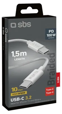 Obrázek produktu pro SBS TECABLETISSUETCC32G, 1,5 m, USB C, USB C, USB 3.2 Gen 2 (3.1 Gen 2), 10 Gbit/s, Šedá