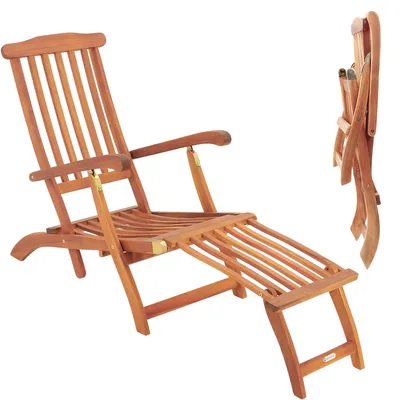Immagine prodotto di Casaria Lettino Prendisole Queen Mary Legno Acacia Poggiapiedi Rimovibile Sedia Sdraio Giardino Piscina