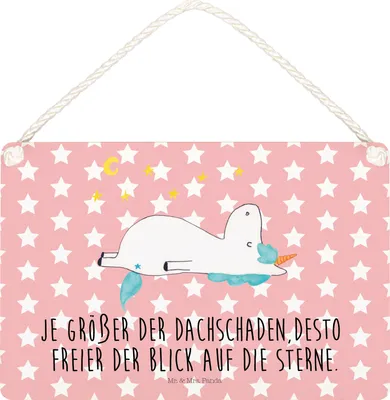 Produktbild von Mr. & Mrs. Panda Schild Einhorn Sternenhimmel DIN A5 - Rot Pastell - Geschenk, Einhörner, wandtafel, Unicorn, Türschild, kleine aufmerksamkeit, Holzschild, Wandbild Holz