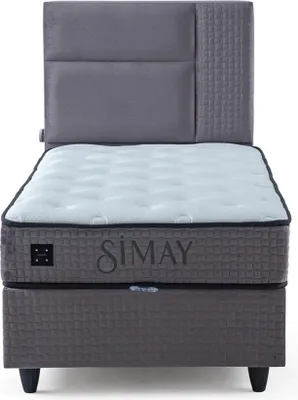Produktbild von Graues Einzelbett Einfarbiges Schlafzimmer Bett Rechteckiges Neues Bett