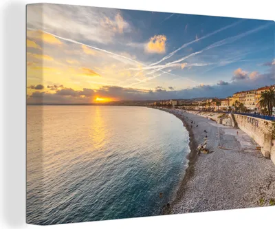 Produktbild von OneMillionCanvasses® - Leinwandbilder - 150x100 cm, Frankreich - Strand - Stadt, Wandbilder Kunstdruck Wanddekoration
