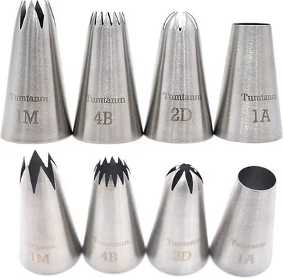 Produktbild von Professionelle große Spritztüllen, 4-teiliges Set nahtloser Edelstahl-Zuckergussdüsen für Cupcakes und Gebäck