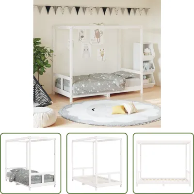 Produktbild von The Living Store Kinderbett Weiß 80x160 cm Massivholz Kiefer