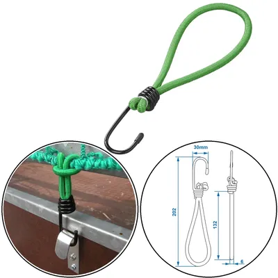 Produktbild von 25 x Expanderseil mit Haken Planenhaken Gummispanner Grün Planenspanner