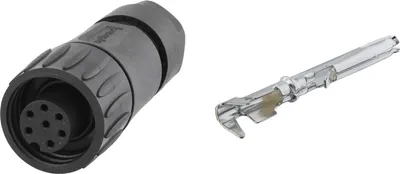 Image de Connecteur de câble Amphenol SET-RD24-KSG, contacts inclus, connecteur femelle droit, raccordement serti, nombre de pôles 6+PE, sortie de câble