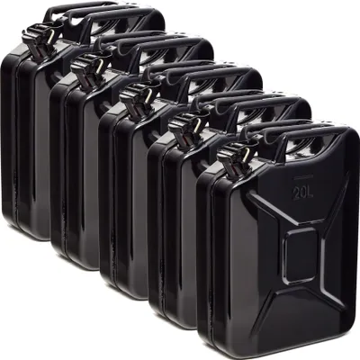 Produktbild von Oxid7® by BW Kraftstoffkanister Metall Benzinkanister 5x 20 Liter - Schwarz RAL 9005 - UN-Zulassung - Hergestellt in Europa