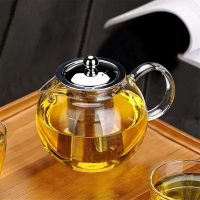 Produktbild von Teekanne aus Glas mit herausnehmbarem Teesieb, sicherer Wasserkocher, Set für losen und aufblühenden Tee.