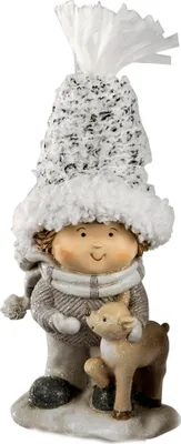 Produktbild von Winterkind mit Reh Rehkitz Deko Junge Kinder Paar Mädchen Figur Kind Skulptur