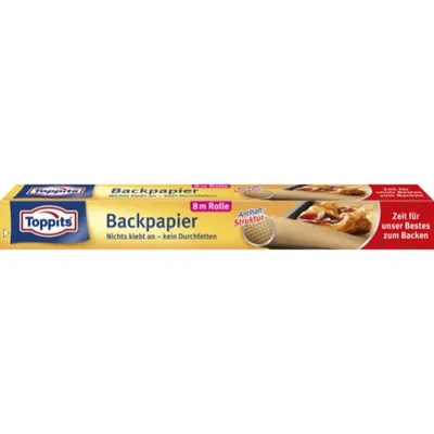 A roll of baking paper on a white background.