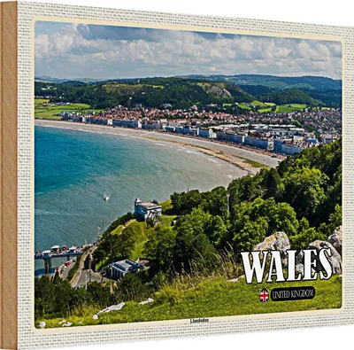 Produktbild von Holzschild Reise 30x20cm Wales United Kingdom Llandudno Seebad