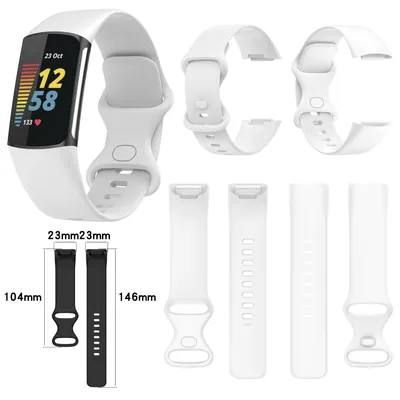 Produktbild von Für Fitbit Charge 6 / 5 Kunststoff / Silikon Uhr Watch Smart Sport Armband Weiß S: S