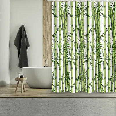 Obrázek produktu pro Sprchový závěs MSV Bambou Textil 180 x 200 cm zelený