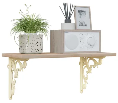 Immagine prodotto di Supporti per mensole a muro, 12 pezzi, bianco anticato, 14,5 x 14,5 x 3 cm