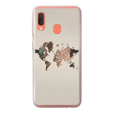 Produktbild von MuchoWow® Handyhülle Schutzhülle Hülle für Samsung Galaxy A20e Weltkarte - Holz - Braun Silikon Softcase Handy Hülle - Abdeckung