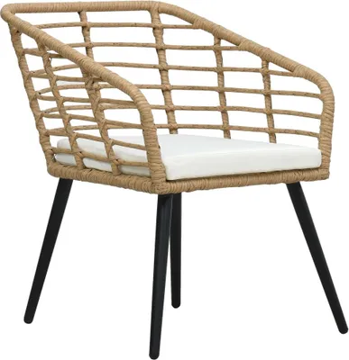 Produktbild von VidaXL 48576, Terrasse, Gepolsterter Sitz, Polyester, Polyrattan, Stahl, Schwarz, Eiche, Weiß, 635 mm, 535 mm