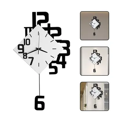 Image de horloge murale 34x63CM Mode moderne simple Créatif avec pendule Horloge murale sans tic-tac