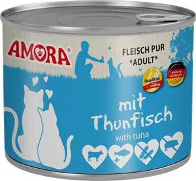 Produktbild von Amora Fleisch Pur Adult Mit Thunfisch 200 g, Adult, jede Rasse, Thunfisch, 200 g, Ohne künstliche Farbstoffe