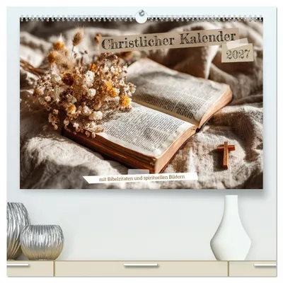 Produktbild von Christlicher Kalender mit Bibelzitaten und spirituellen Bildern (hochwertiger Premium Wandkalender 2027 DIN A2 quer), Kunstdruck in Hochglanz