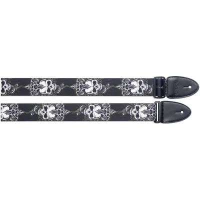 Produktbild von Gitarrengurt aus Terylene mit "Black Skull" Motiv