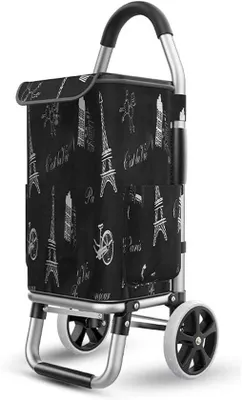 Productafbeelding van Opvouwbare Boodschappentrolley - Klimwagen Waswagen - Boodschappen Vervoeren - 6 Stille Wielen - 36 Liter - Grijs