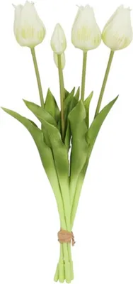 Produktbild von Countryfield Kunstliche Tulpen Straus Greigii - 5x Stuck - weis - real touch - kunstliche Seidenblum