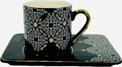 Produktbild von Kaffeeservice Set 12 teilig für 6 Personen / Porzellan / Schwarz / "PERLA"