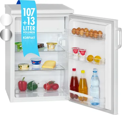 Produktbild von Bomann® Kühlschrank mit Gefrierfach, Getränkekühlschrank mit 120L Nutzinhalt und 2 Glasablagen, Türanschlag wechselbar, kleiner Kühlschrank mit stufenloser Temperaturregelung - KS 2194.1 weiß
