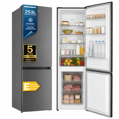 Productafbeelding van Heinner HCNF-HM253INVXE++ Koel- en vriescombinatie, 253 liter, No-Frost, Inverter, omkeerbare deur, roestvrij staal