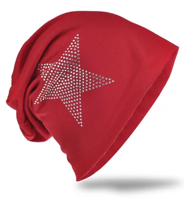 Produktbild von Beanie Muetze Strass Stern Weinrot