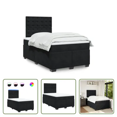 Produktbild von The Living Store Boxspringbett mit Matratze Schwarz 120x200 cm Samt