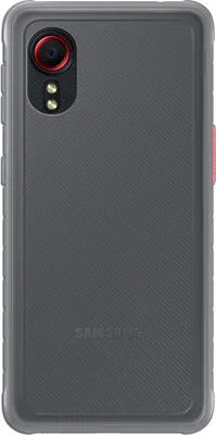The back of a dark gray smartphone case with a textured pattern and a camera module.