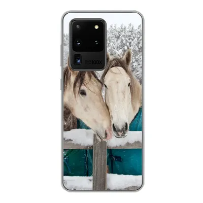 Produktbild von MuchoWow® Handyhülle Schutzhülle Hülle für Samsung Galaxy S20 Ultra Pferde - Decke - Schnee Silikon Softcase Handy Hülle - Karteninhaber