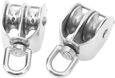 Immagine prodotto di 2PCS Bozzello a doppia puleggia M32 in acciaio inox a rulli con rotazione di 360 gradi per il sollevamento dei cavi