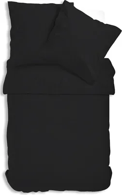Produktbild von Uni Renforce Bettwäsche 135x200 cm oder 155x220 cm Baumwolle mit Reißverschluss, Farbe:schwarz, Größe:4 teilig 155x220 cm