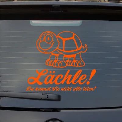 Produktbild von Heckscheibenaufkleber Lächle Du kannst Sie nicht alle töten Schildkröte 55x46 cm Orange Auto Aufkleber Sticker