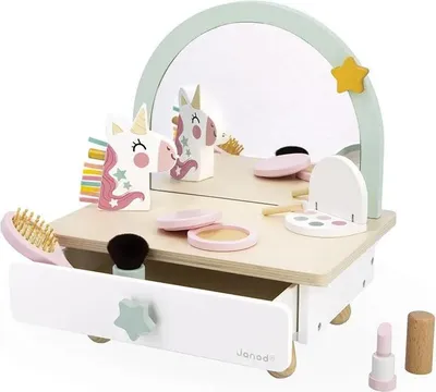 Produktbild von Janod Kleiner Schminktisch Mit Einhorn Weiß Weiß One Size