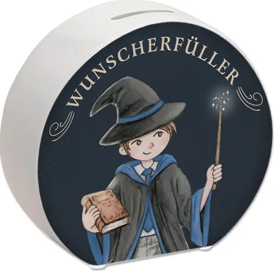 Produktbild von Wunscherfüller Spardose mit Zauberschüler in blau
