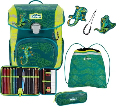 Produktbild von Scout Schulranzen Superflash Extreme Neo Set 4-teilig Lizard dunkelgrün