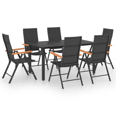 Produktbild von 7-tlg. Garten-Essgruppe Schwarz und Braun