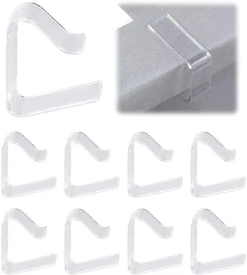 Produktbild von Unyqoos® 8er-Set transparente Tischtuchklammern aus Kunststoff – halten Tischdecken sicher, für Tischdicken 3,5–5 cm, innen & außen