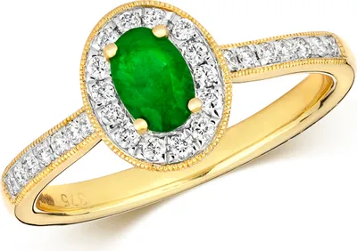 Produktbild von Funkelndes Feuer Exquisiter 9 Karat (375) Gold Cluster Diamantring Brillant-Schliff 0.25 Karat HI - I1 mit Smaragd, 54 (17.2); TRS292599KYRSN