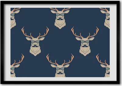 Produktbild von Bild - Bilderrahmen - 100 cm x 70 cm - MDF - Rahmen - Foto - Wandkunst Hipsterski Hirsch