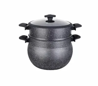 Image de Couscoussière 28 cm – 12 litres - Cocotte vapeur haut de gamme avec revêtement en marbre,
