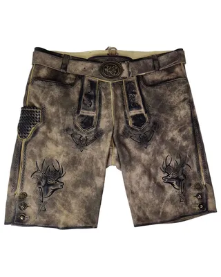 Produktbild von MADDOX Kurze Lederhose "Urgsee" mit Hirschstickerei | Marmor Größe: 50