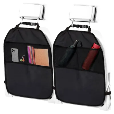 Produktbild von Rückenlehnenschutz für Autositz mit 2 Netztaschen, 2 Stück, Schwarz